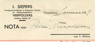 VP_SIEFERS_001 Vierpolders, Siefers - I. Siefers, Vertegenwoordiging in drukwerk, schrijf- en kantoorbehoeften I. ...