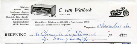 VP_WALBEEK_008 Vierpolders, Van Walbeek - C. van Walbeek, Lid van B.O.V.A.G. Rijwielen, motoren, radio, ...
