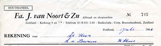 ZL_NOORT_001 Zuidland, Van Noort - Houthandel Fa. J. van Noort & Zn.; Afbraak en sloopwerken, (1966)