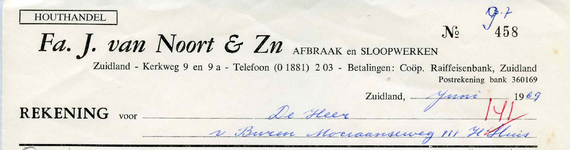 ZL_NOORT_002 Zuidland, Houthandel Fa. J. van Noort & Zn. - Afbraak en sloopwerken, (1969)