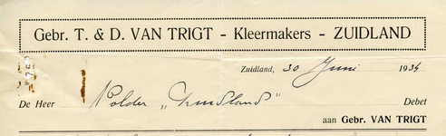 ZL_TRIGT_002 Zuidland, Van Trigt - Gebr. T. & D. van Trigt, Kleermakers, (1934)