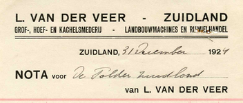 ZL_VEER_002 Zuidland, Van der Veer - L. van der Veer, Grof-, hoef- en kachelsmederij. Landbouwmachines en ...
