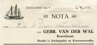 ZL_WAL_004 Zuidland, V.d. Wal - Gebr. van der Wal, Beurtdienst. Handel in aardappelen en kunstmeststoffen