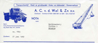 ZL_WAL_007 Zuidland, V.d. Wal - Transportbedrijf, Zand- en grinthandel, Kolen- en Oliehandel, Kranenverhuur A.C. v.d. ...