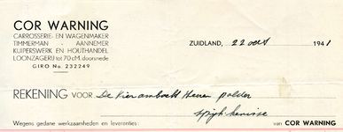 ZL_WARNING_001 Zuidland, Warning - Cor Warning, Carrosserie- en wagenmaker, Timmerman - Aannemer. Kuiperswerk en ...