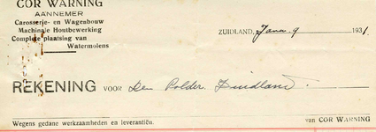 ZL_WARNING_002 Zuidland, Warning - Cor Warning, Aannemer. Carosserie- en wagenbouw. Machinale houtbewerking. Complete ...