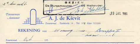 ZW_KIEVIT_001 Zwartewaal, De Kievit - A.J. de Kievit, Timmerman - Aannemer, (1961)
