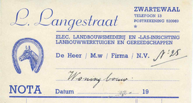 ZW_LANGESTRAAT_002 Zwartewaal, Langestraat - L. Langestraat, Electrische landbouwsmederij en las-inrichting. ...