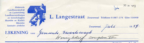 ZW_LANGESTRAAT_004 Zwartewaal, Langestraat - L. Langestraat, Elektrische landbouwsmederij en lasinrichting. ...