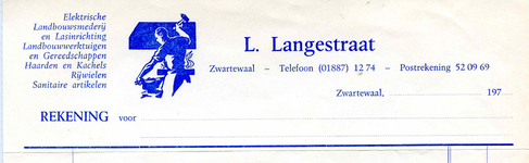 ZW_LANGESTRAAT_007 Zwartewaal, Langestraat - L. Langestraat, Elektrische landbouwsmederij en lasinrichting. ...
