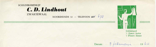 ZW_LINDHOUT_001 Zwartewaal, Lindhout - Schildersbedrijf C.D. Lindhout, (1964)