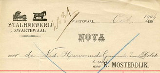 ZW_MOSTERDIJK_001 Zwartewaal, Mosterdijk - K. Mosterdijk, Stalhouderij, (1904)