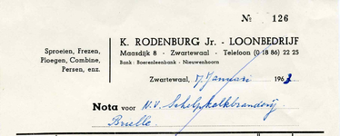 ZW_RODENBURG_001 Zwartewaal, Rodenburg - K. Rodenburg Jr., Loonbedrijf. Sproeien, Frezen, Ploegen, Combine, Persen ...