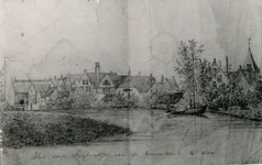 PC_SPK_018 Het dorp Spijkenisse van de havenkant te zien, 1847