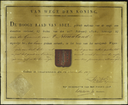 PC_WAPEN_VIE Wapendiploma van de gemeente 't Nieuwland (Vierpolders), 24 december 1817