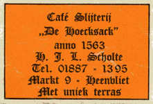 LD2018. Café Slijterij De Hoecksack, anno 1563 - met uniek terras.