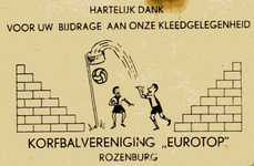 LD2028. Korfbalvereniging Eurotop - Hartelijk dank voor uw bijdrage aan onze kleedgelegenheid.