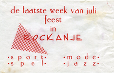 SZ1138. De laatste week van juli feest in Rockanje : sport, spel, mode, jazz.