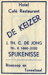 SZ1404. Hotel, Café, Restaurant De Keizer - Bioscoop en toneelzaal.