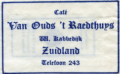 SZ1707. Café Van Ouds 't Raedthuys.