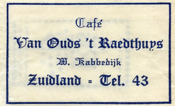 SZ1713. Café Van Ouds 't Raedthuys.