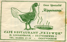 SZ0926. Café, Restaurant Vreewijk - onze specialiteit: kippensoep.