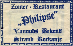 SZ1141. Zomer-restaurant Philipse - vanouds bekend.