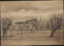 SPUIJBROEK_021A Het dorp van Oudenhoorn, gezien vanuit de polder, ca. 1955