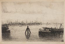 SPUIJBROEK_108 Gezicht op de Waalhaven in Rotterdam, met diverse schepen, ca. 1935