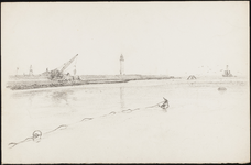 SPUIJBROEK_213 Versterking van de Nieuwe Zeedijk bij Hellevoetsluis tijdens de aanleg van de werkhaven, 1955