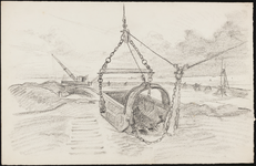 SPUIJBROEK_221 Een bak van een dragline, gebruikt bij de aanleg van de werkhaven, 1955