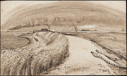 SPUIJBROEK_223 Versteviging van een dijk tijdens de aanleg van de Deltawerken, 1955
