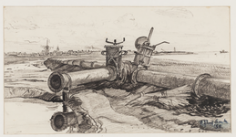 SPUIJBROEK_224 Afsluiters van de pijpleiding bij de aanleg van de Werkhaven, 1955
