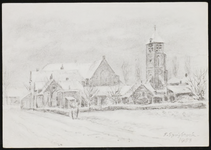 SPUIJBROEK_247I Verjaardagskaart van de Hervormde Gemeente Nieuw-Helvoet. De kerk van Nieuw-Helvoet in de sneeuw, 1983
