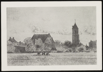 SPUIJBROEK_247L Verjaardagskaart van de Hervormde Gemeente Nieuw-Helvoet. Wieders op een akker, op de achtergrond de ...