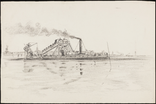 SPUIJBROEK_A_226 Baggermolen met stortschip tijdens de aanleg van de Werkhaven, ca. 1955