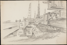 SPUIJBROEK_A_230 Werkzaamheden in de bouwput: heipalen en heistellingen, ca. 1955