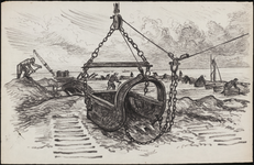 SPUIJBROEK_A_239 Aanleg van de Werkhaven: een dragline aan het werk, ca. 1955