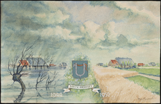 SPUIJBROEK_B_6788 Herinnering aan de inundatie van 1944. De boerderij van L. Lageweg aan de Hellevoetse Achterweg te ...