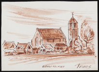 SPUIJBROEK_B_6791 Gezicht op het dorp Nieuw-Helvoet, met de kerktoren, 1980