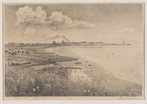 SPUIJBROEK_G_326 Gezicht op Hellevoetsluis vanaf de Struytse Gorzen (Gorzenpad). Op de achtergrond de skyline van de ...