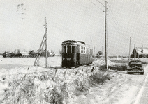 PB3345 MABD 1602 reiger in een besneeuwd landschap nabij Biert, op de tramlijn Spijkenisse - Hellevoetsluis v.v. ; 23 ...