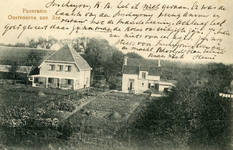PB5018 De achterzijde van woningen langs de Noordweg, gezien vanaf de burcht, ca. 1925