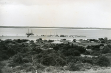 PB5473 Schepen aangemeerd langs een steiger in het Brielse Meer, ca. 1950