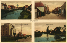 PB9103 Groeten uit Spijkenisse. Compilatie van illustraties: de vierambachtenboezem, het Noordeinde en het ...