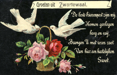 PB10046 Groeten uit Zwartewaal: De beste brievenpost zijn wij / samen gevlogen, hoog en vrij / brengen u met rozen zoet ...