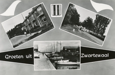 PB9948 Groeten uit Zwartewaal, met de Groene Kruisweg en de haven, 1961