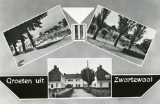 PB9950 Groeten uit Zwartewaal: foto's van de haven en de Oranjelaan, 1961