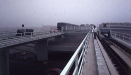 DIA44340 Proefrit met de nieuwe metro: het uitloopspoor bij metrostation Akkers; 24 april 1985