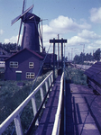 DIA44431 De molen Nooitgedacht, gezien vanaf de sluis in de haven; ca. 1969